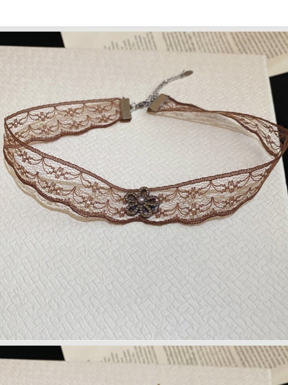 Free People Brown Lace Flower Choker Necklace